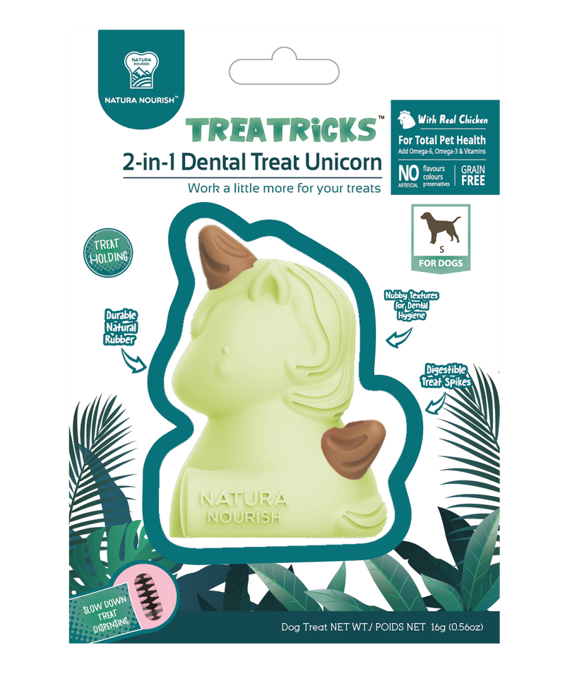 Natura Nourish Treatricks 2-in-1 Unicorn Toy with Dental Treats