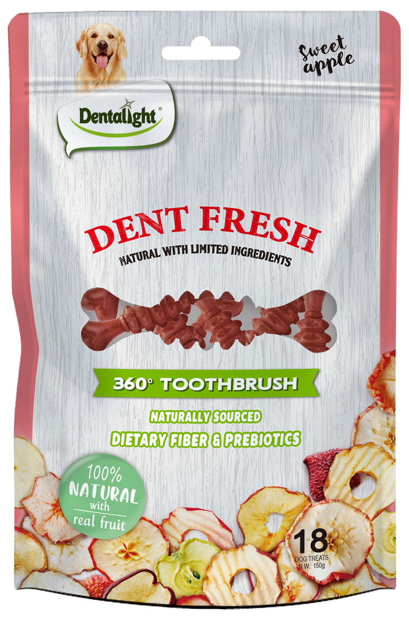 Dent Fresh 360° Toothbrush Sweet Apple Treat 150g Digestive Support - Dietary Fibre & Prebiotics