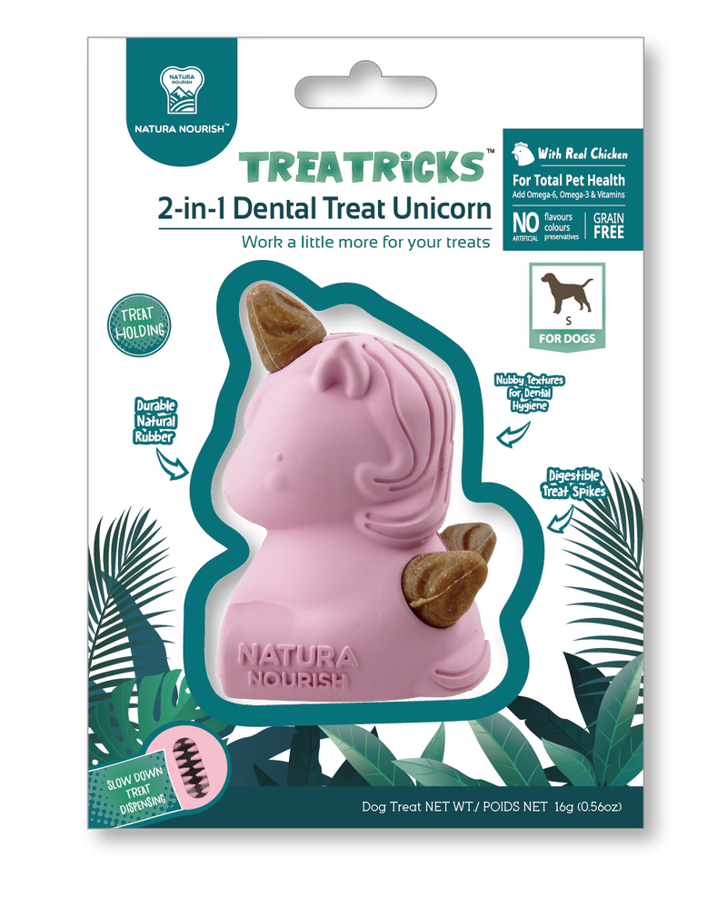 Natura Nourish Treatricks 2-in-1 Unicorn Toy with Dental Treats