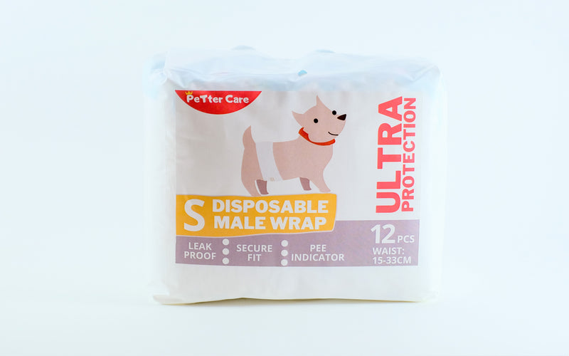 Petter Care Male Dog Wraps 12pcs Small - Super Absorbent Male Dog Diaper Male Wraps